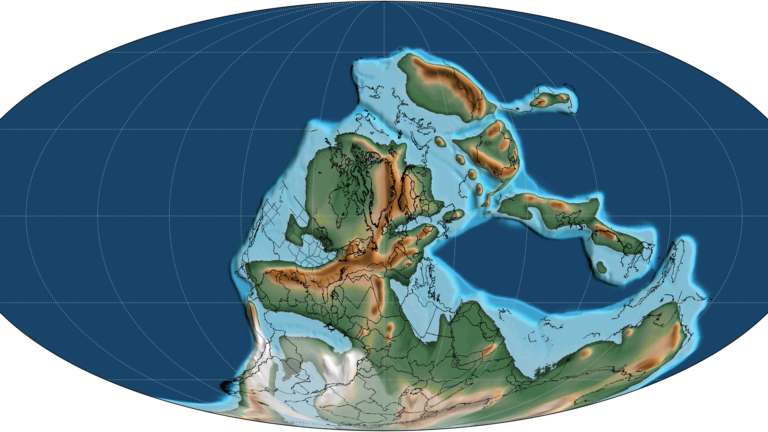 Paleogeographic map of Earth during the Carboniferous (330 million years ago)