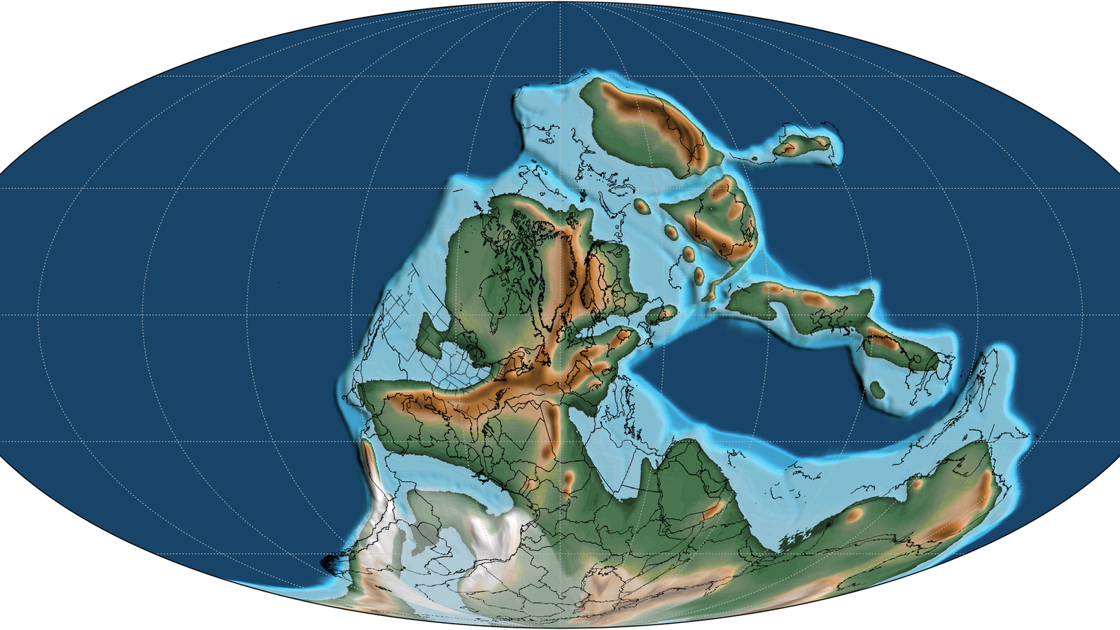 Paleogeographic map of Earth during the Carboniferous (330 million years ago)