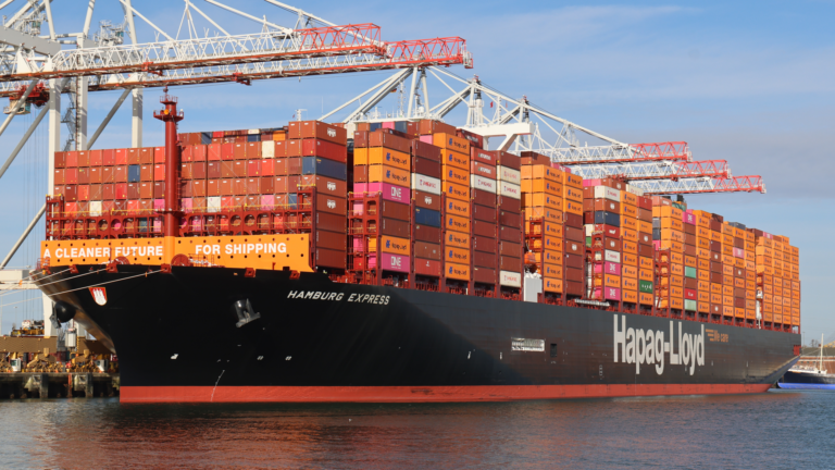 Container ship at Southampton port