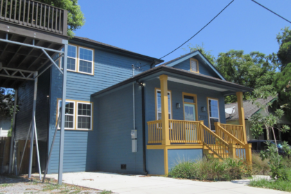 For sale sign outside a new house in New Orleans