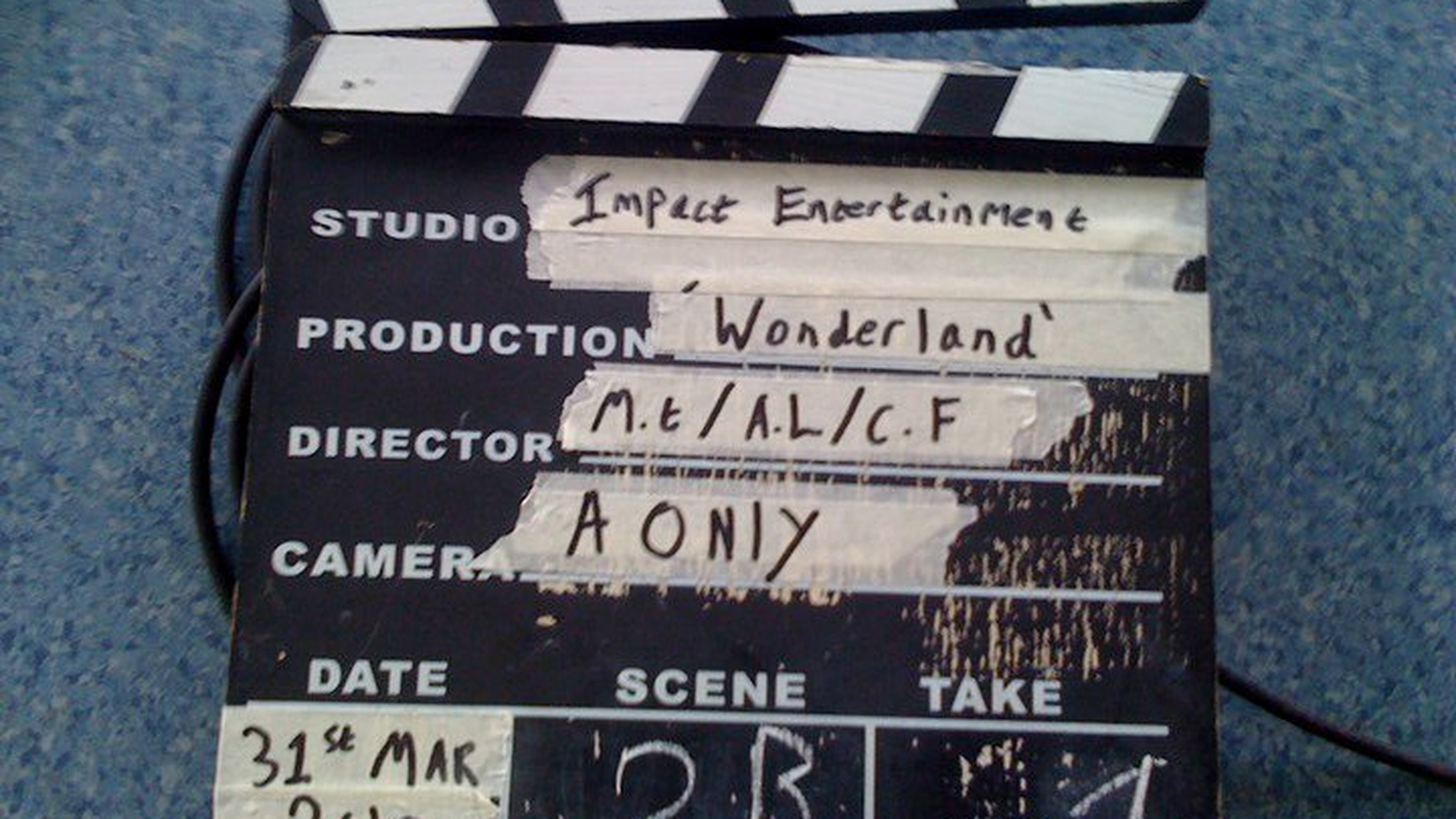 Clapperboard on a film set