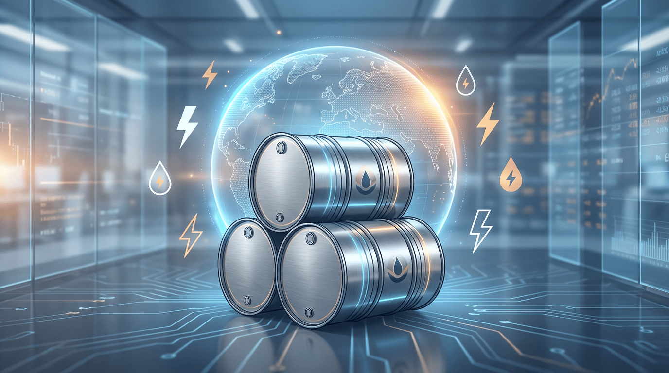 Oil barrels and globe illustration