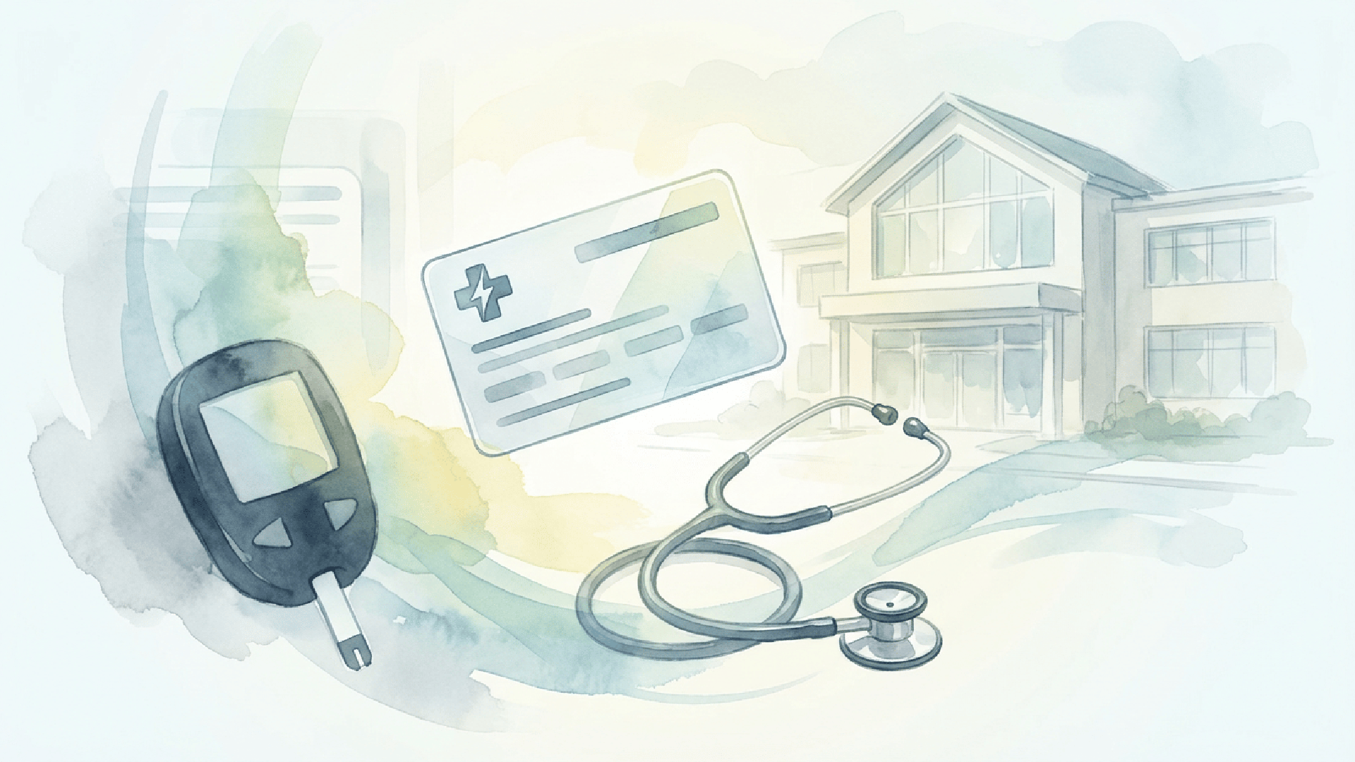 Editorial illustration representing insurance churn and diabetes care